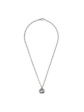 GUCCI INTERLOCKING G NECKLACE IN SILVER WITH GG AND ANTIQUE FINISHES