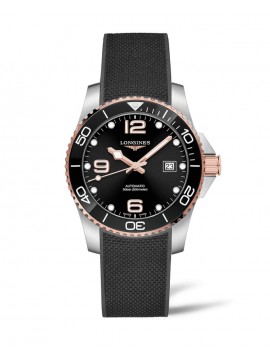 LONGINES HYDROCONQUEST STAINLESS STEEL AUTOMATIC WATCH WITH BLACK RUBBER STRAP