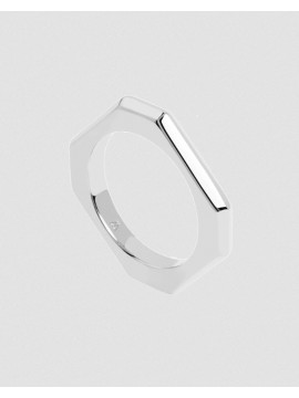 PDPAOLA SIGNATURE LINK RING IN RHODIUM-PLATED SILVER