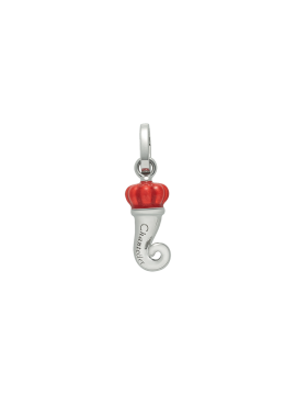 CHANTECLER SMALL HORN PENDANT ET VOILA IN 925 SILVER AND RED ENAMEL