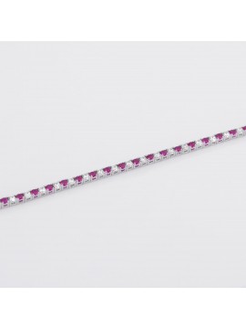 MABINA TENNIS CLUB BRACELET IN SILVER WITH SYNTHETIC RUBIES AND ZIRCONS