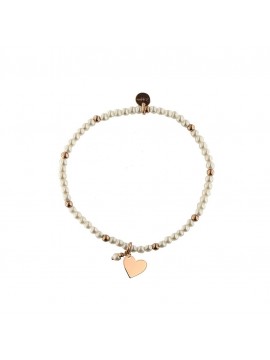 RUE DES MILLE ELASTIC BRACELET WITH PEARLS AND BALLS - HEART SUBJECT
