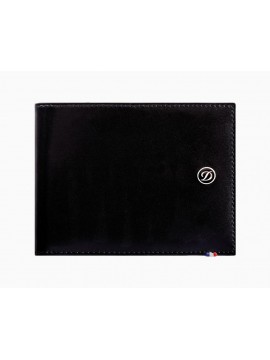 S.T. DUPONT LINE D WALLET 6 CARDS AND MONEY CLIP IN BLACK SMOOTH LEATHER