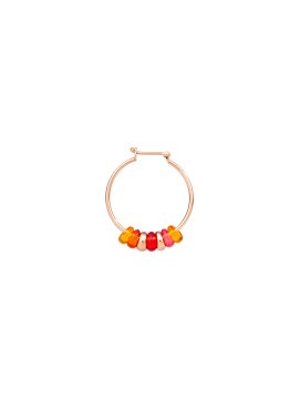 DODO SINGLE EARRING CIRCLE WASHER IN SILVER GOLDEN ROSE GOLD 18K AND ORANGE RECYCLED PLASTIC