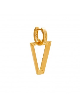 VALENTINA FERRAGNI UALI WHITE MONO EARRING IN 24 CT YELLOW GOLD PLATED SILVER AND WHITE ZIRCON PAVES