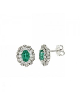 MIRCO VISCONTI EARRINGS IN WHITE GOLD WITH DIAMONDS AND EMERALDS