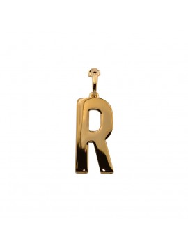 RUE DES MILLE EARRINGS WITH LETTER R ELECTROFORMED IN SILVER 925 GOLD PLATED 18 K
