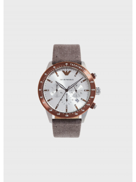 EMPORIO ARMANI CHRONOGRAPH WATCH IN STEEL WITH STRAP IN GRAY FABRIC