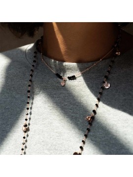 RUE DES MILLE GIPSY TIERRA BLACK CHAIN ​​NECKLACE IN ROSE GOLD PLATED SILVER