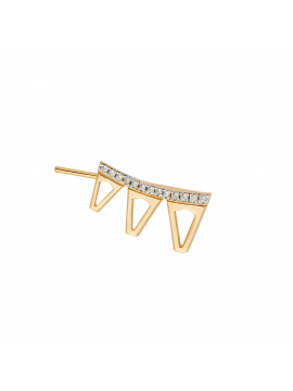 VALENTINA FERRAGNI ELLE GOLD SINGLE EARRING IN YELLOW GOLD PLATED SILVER AND PAVE ZIRCONIA