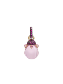 CHANTECLER JOYFUL PENDANT IN 18 K ROSE GOLD WITH DIAMONDS SAPPHIRE AND PINK CRYSTAL POIRE