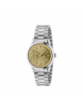 GUCCI G-TIMELESS MULTIBEE 32MM STEEL WATCH WITH GOLD DIAL