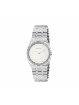 GUCCI 25H WATCH IN STEEL 30 MM AND WHITE DIAL