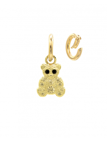 ALISEI PENDANT BEAR IN 925 SILVER GOLD PLATED WITH WHITE STONES