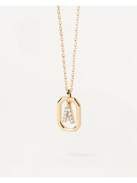 PDPAOLA MINI LETTER NECKLACE IN GOLD PLATED SILVER AND ZIRCONIA