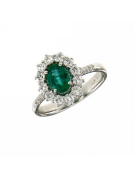MIRCO VISCONTI RING IN WHITE GOLD WITH COLOMBIAN EMERALD AND WHITE DIAMONDS