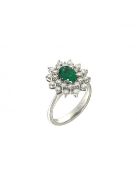 MIRCO VISCONTI RING IN WHITE GOLD WITH COLOMBIAN EMERALD AND WHITE DIAMONDS
