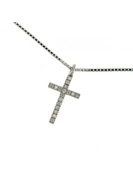 MIRCO VISCONTI NECKLACE WITH CROSS IN 18K WHITE GOLD AND DIAMONDS