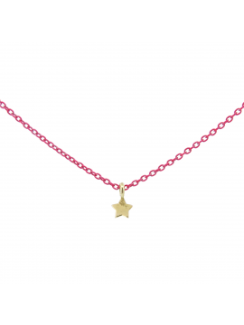 RUE DES MILLE FLUO PINK NECKLACE AND STAR PENDANT IN 18K GOLD
