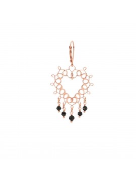 MAMAN ET SOPHIE SINGLE EARRING IN SILVER 925 GALVANIC ROSE GOLD WITH SACRED HEART ELIZABETH