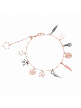 MAMAN ET SOPHIE WEHEARTH BRACELET IN SILVER ROSE GOLD PLATED WITH 10 PENDANT ELEMENTS