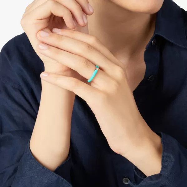 DODO RONDELLE RING IN SILVER GILT 18K ROSE GOLD WITH TURQUOISE HYCERAM ENAMEL