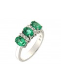 MIRCO VISCONTI RING IN 18K WHITE GOLD WITH DIAMONDS AND COMBIAN EMERALDS