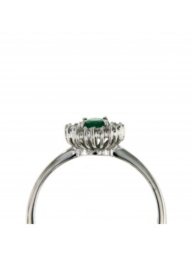 MIRCO VISCONTI RING IN 18K WHITE GOLD WITH DIAMONDS AND COMBIAN EMERALD