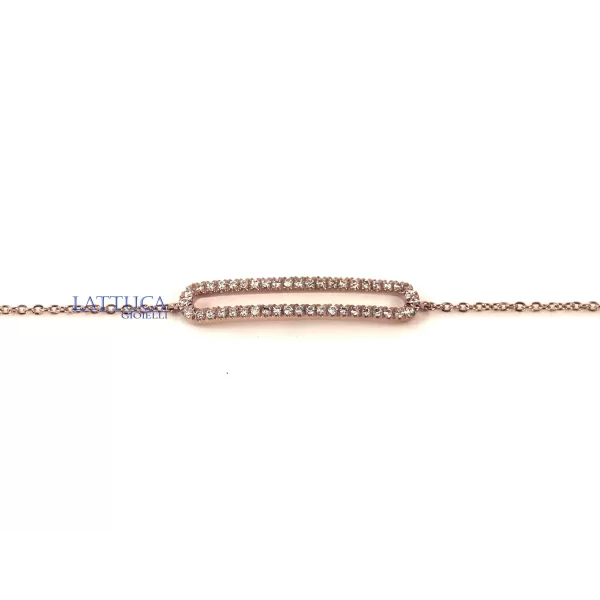 CRIVELLI PAVE RECTANGLE BRACELET IN 18K ROSE GOLD AND WHITE DIAMONDS