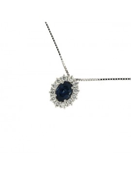 MIRCO VISCONTI 18 KT WHITE GOLD NECKLACE WITH DIAMONDS AND SAPPHIRE
