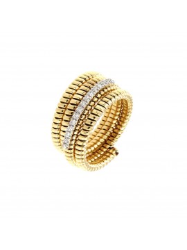 ANTORA' RING IN 18 KT YELLOW GOLD WITH TITANIUM CORE AND WHITE DIAMONDS
