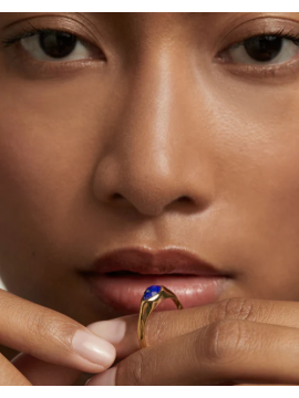 PDPAOLA NOMAD RING IN 18K GOLD PLATED SILVER WITH LAPIS LAZULI