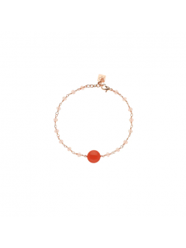 ROSSO PREZIOSO BRACELET IN WOOD AND 24 KT GOLD PLATED METAL, CORAL COLOR