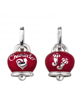 Chantecler Et Voilà Double Face Bell Charm in Silver and Red Pearl Enamel