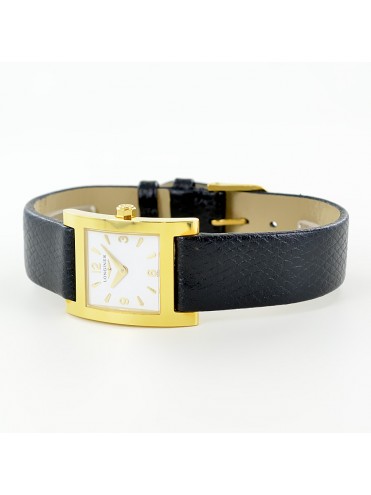 LONGINES WATCH-ONLY TIME 18 Kt GOLD WOMAN BLACK LEATHER